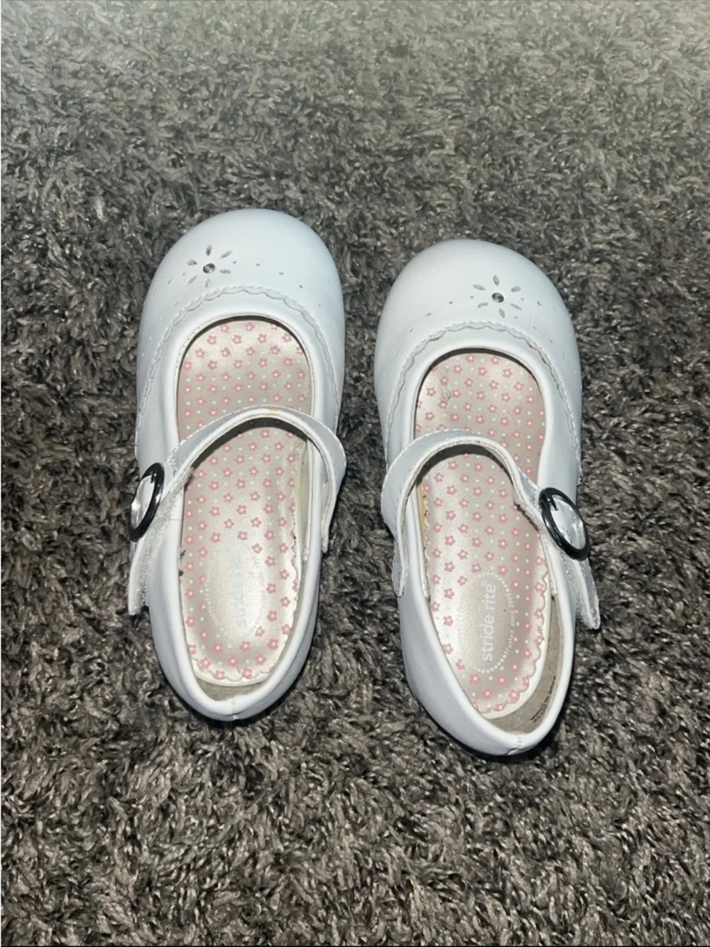 Stride Rite Camila White Leather Mary Jane Shoes Toddler Girl’s Size 6.5